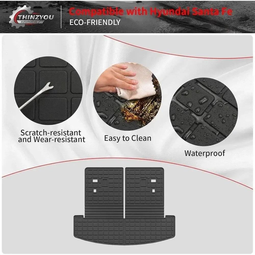 24-26 Hyundai Santa Fe Cargo Mat Trunk Floor Liner All Weather Back Seat Cover
